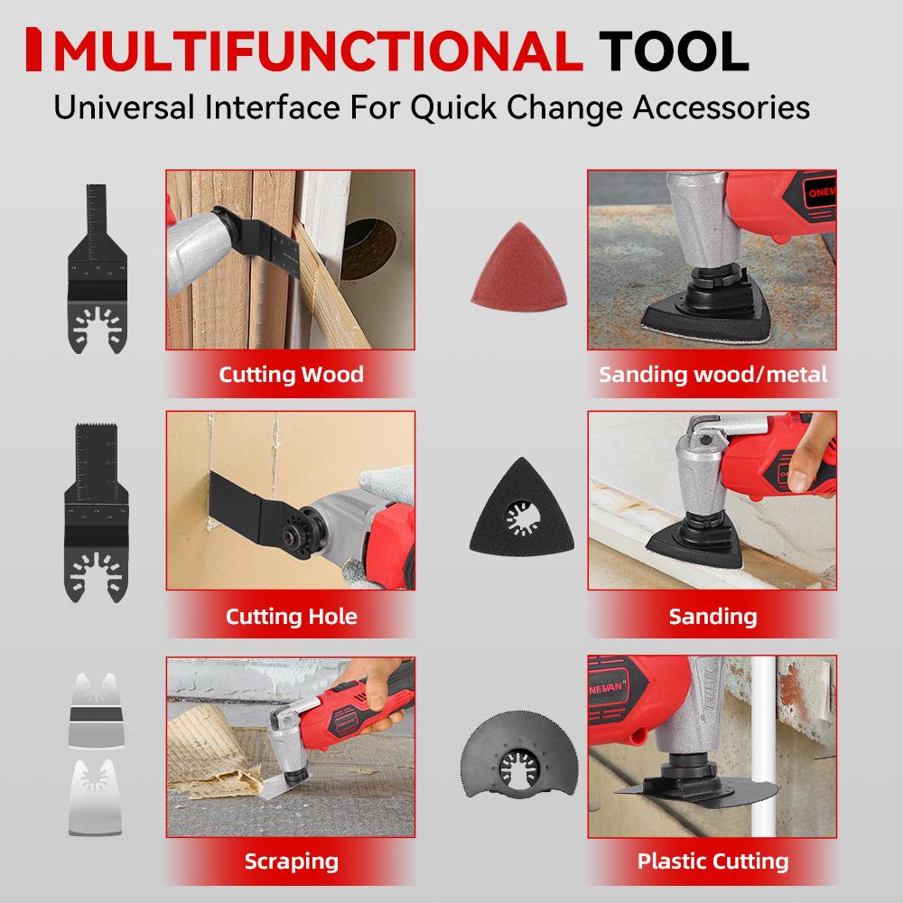 ONEVAN 20000OPM Unealtă Multifuncțională Electrică Oscilantă Tăietor Trimmer Fierăstrău Lopată Unealtă pentru Prelucrarea Lemnului Pentru Baterie Makita 18V Pin