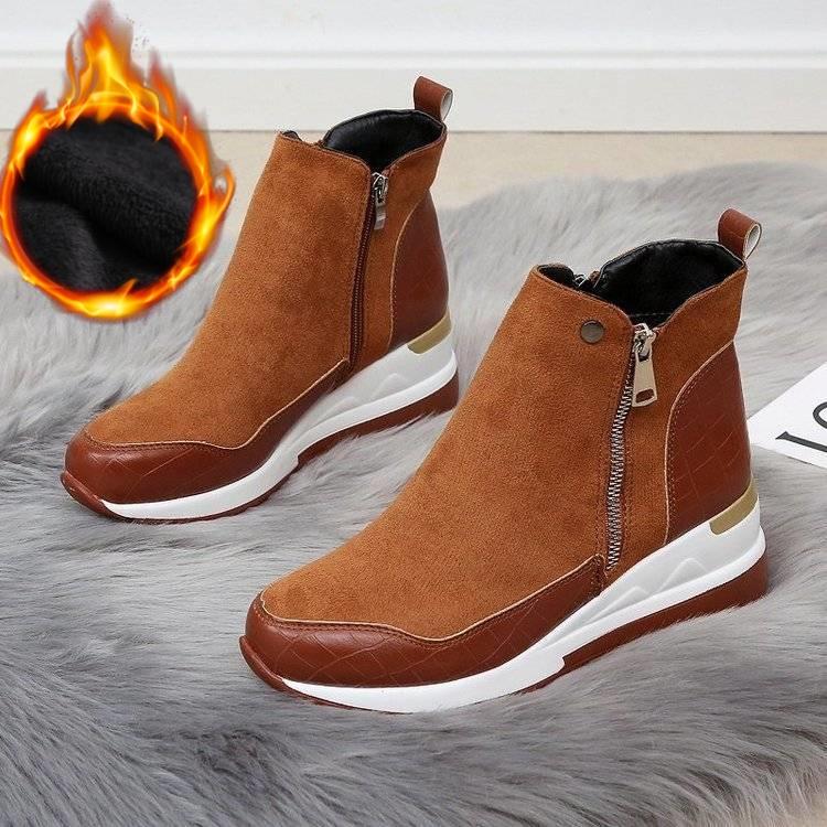 Molett Méretű Csizmák Női Téli Lejtős Sarkú Hócsizmák Cipők Magasszárú Egyszerű Cipők