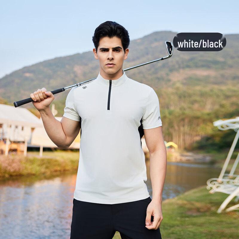 ChaoSiter Men s Half-Zip Stand Collar Quick-Dry T-Shirt 4XL