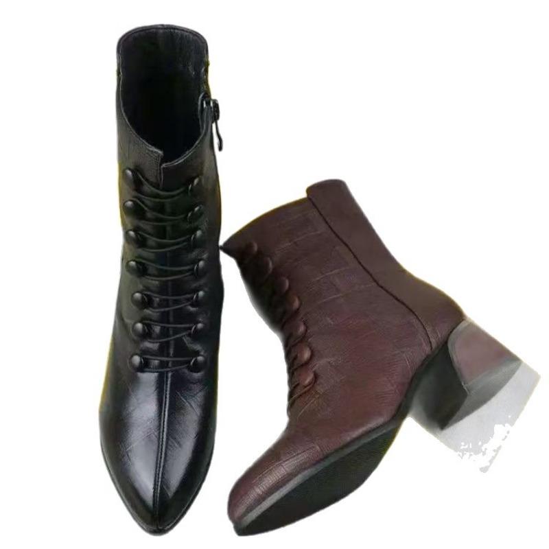 Short Boots Women's Autumn and Winter Fashion Medium Heel Medium Tube Soft Sole Short Boots