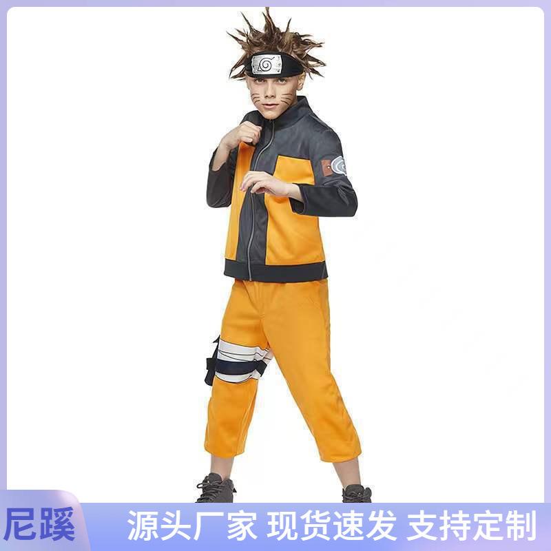 Kostium Cosplay Naruto Uzumaki na Halloween z Opaską Anime Strój do Odgrywania Roli Ninja