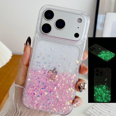 Night Glowing Luminous Glitter Silicone Case For For Iphone 17 Air 16 1 14 Plus 13 12 11 Pro Max Neon Transparent Sequins Cover