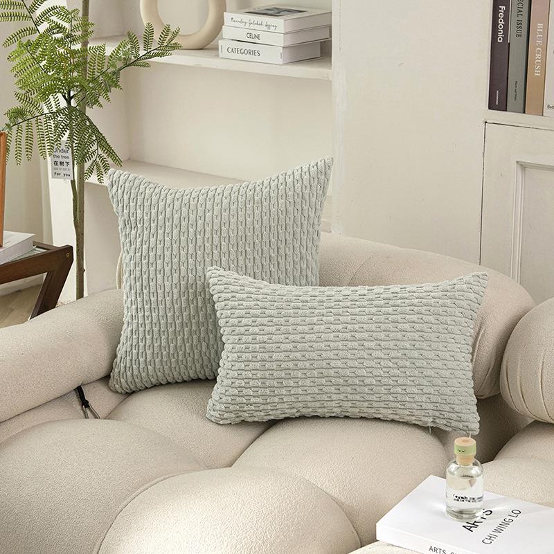 Corduroy Short Pillow Solid Color Modern Simple Sofa Pillow Cover Living Room Bedroom Decorative Pillow Cover Cushion Cover