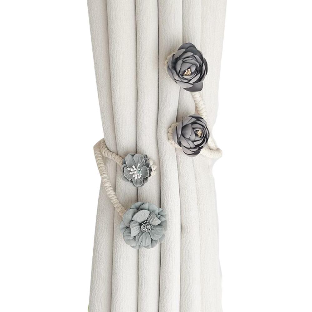 

2PCS Handmade Rose Curtain Tieback Cotton Curtain Clips Creative Curtain Holdbacks Bedroom серый