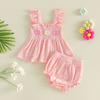 Citgeett Summer Infant Baby Girls Outfits Daisy Print Floral Fly Sleeves Tops Elastic Shorts Set Cute Clothes