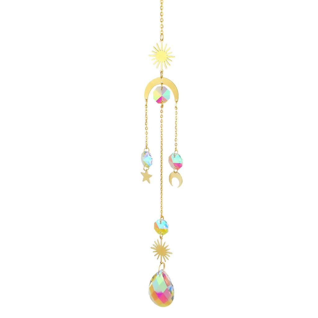 AB Color Crystal Moon & Star Wind Chime Sun Catcher Set