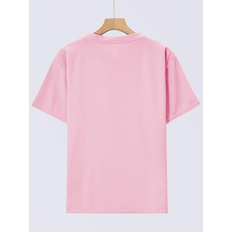 European sizes Girls' Versatile Round Neck Cute Bunny Print Soft T-Shirt, Casual Adorable Style Children's Clothing, Recommended Gift