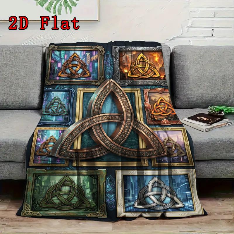 Trinity Symbols Art 2D Flat Pattern Flannel Blanket, High quality All Seasons, Home Decor, Warmth and Comfort, Perfect for Christmas Gifts.