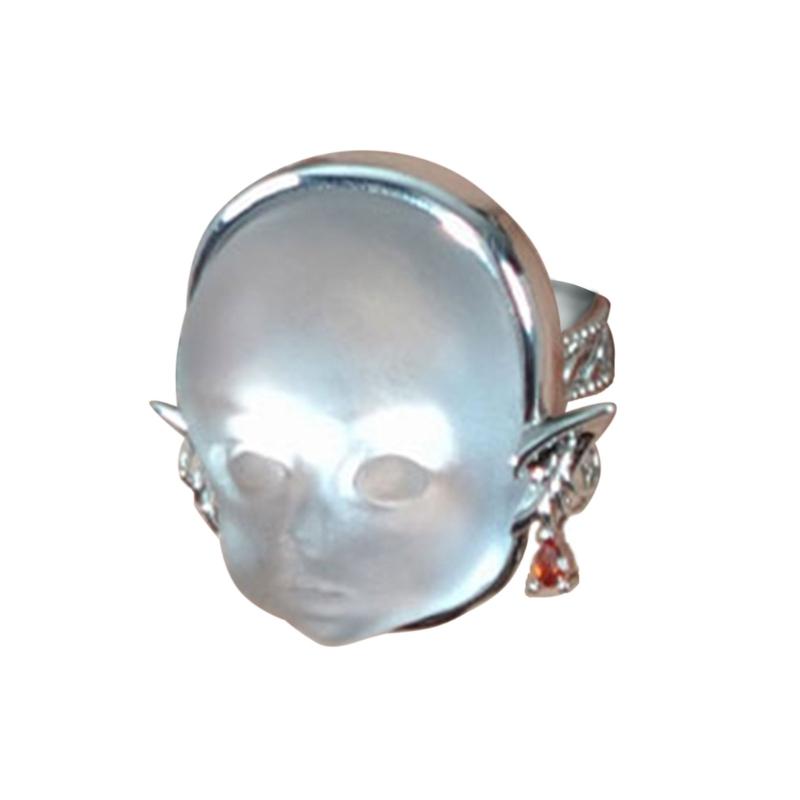

Baby Face Shape Ring Dating Rings Baby Face Elf Ghost Ring Open Rings Adjustable Finger Rings Halloween Jewelry Gift for Women білий