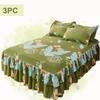 3pc Tropical Floral Bed Skirt Set Includes 1Non-slip Lace Bed Skirt And 2 Decorative Pillowcases All-season Polyester Bedding Ruffles Machine Washable