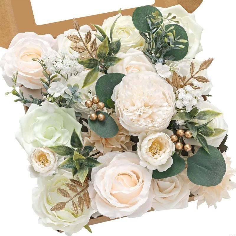 Color Silk Floral Arrangement Gift Box Hollow Stems Fabric Flowers for Wall Decoration Crafts Event Decoration