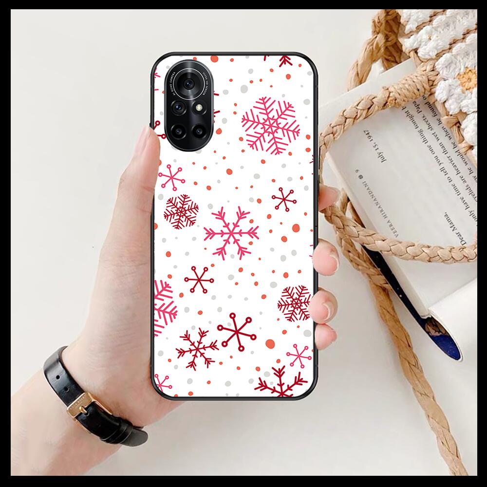 Beautiful Christmas with Snowflakes Clear Phone Case For Huawei Honor 20 10 9 8A 7 5T X Pro Lite  5G  Black Etui Coque Hoesjes C