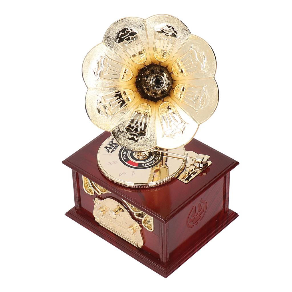 Gramofon Pozytywka Wykwintny Mechaniczny Nakręcany Retro Pozytywka Figurki na Dom Stół Biurko