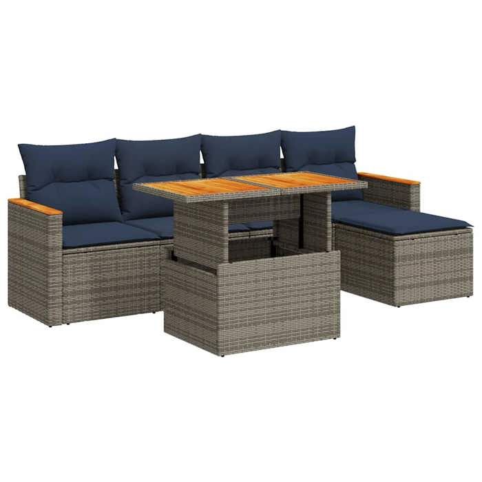 VidaXL Salon de jardin 6 pcs avec coussins gris résine tressée 3327477