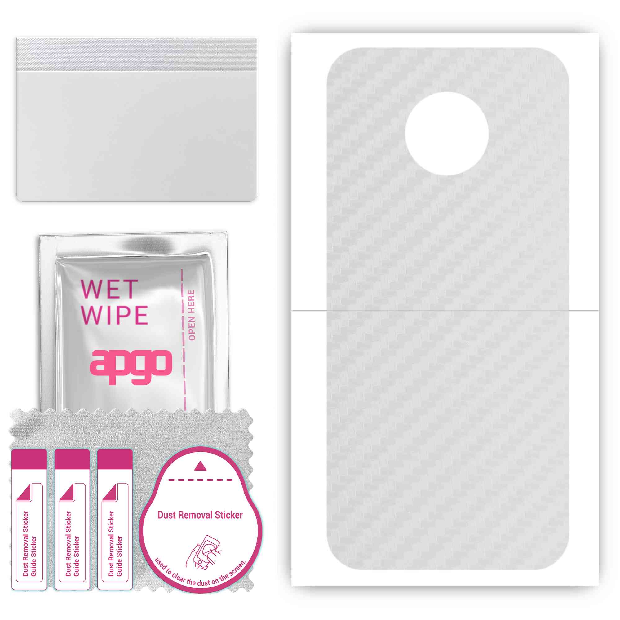 

apgo Protective Skin Sticker for the back compatible with Motorola Moto G6, Wrap Film, Foil, Vinyl - Pattern Transparent Carbon
