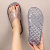 Women's Flat Sole Crystal Jelly Beach Slippers Four Seasons New Open Toe Soft Sole Non Slip Home Slippers Bathroom Slippers
