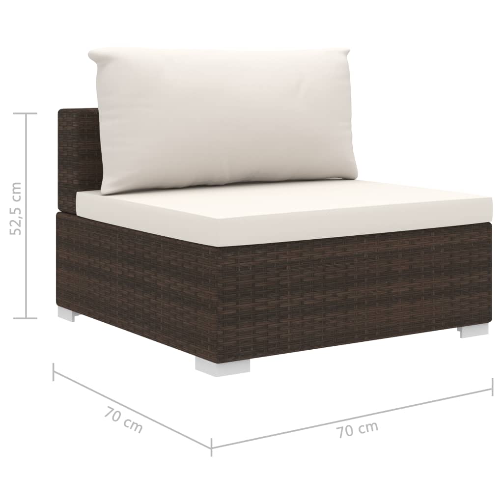 11 Piece Garden Lounge Set with Cushions Poly Rattan Brown