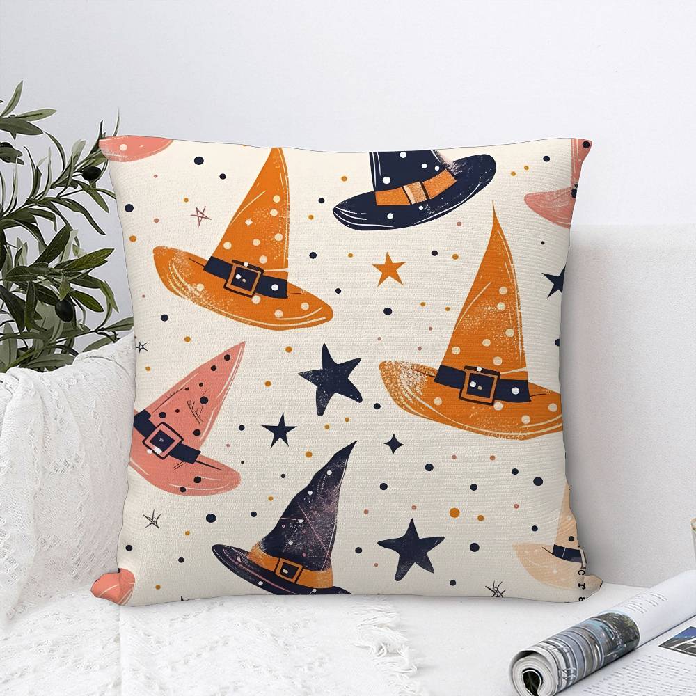 Halloween Witch Hat Pillow Case Plush Fabric Soft Double Sided Print Sofa Cushion Cover Throw Pillow Covers