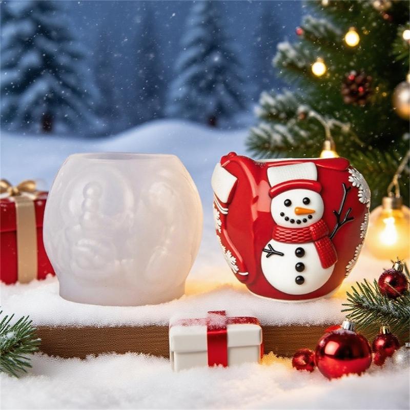 Ormfruktsform Silikonformar Snögubbe Präglad Silikon Ljusform för Ljus Tvål Choklad Högtidsdekoration