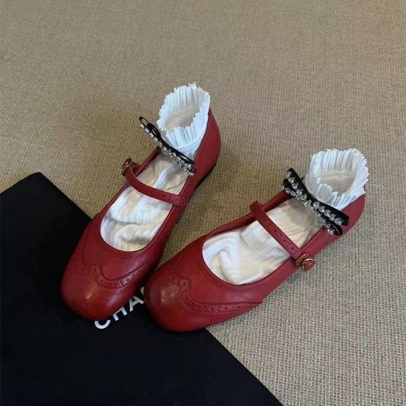 

Винтажные туфли Мэри Джейн на плоской подошве с гравировкой слова Brock, с открытым верхом, из мягкой кожи, розовые, одинарные 40 красный