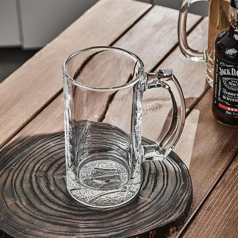Bierglas mit großem Fassungsvermögen und Griff, transparentes Bierglas mit dickem Boden, Wasserflasche, Party-, Bar-, Saft-, Getränkebecher