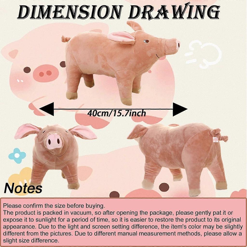 Plush Pig Toy with Soft Plush Comfort, 3D Pink Pig Stuffed Animal Pillow for Kids, 15.7in