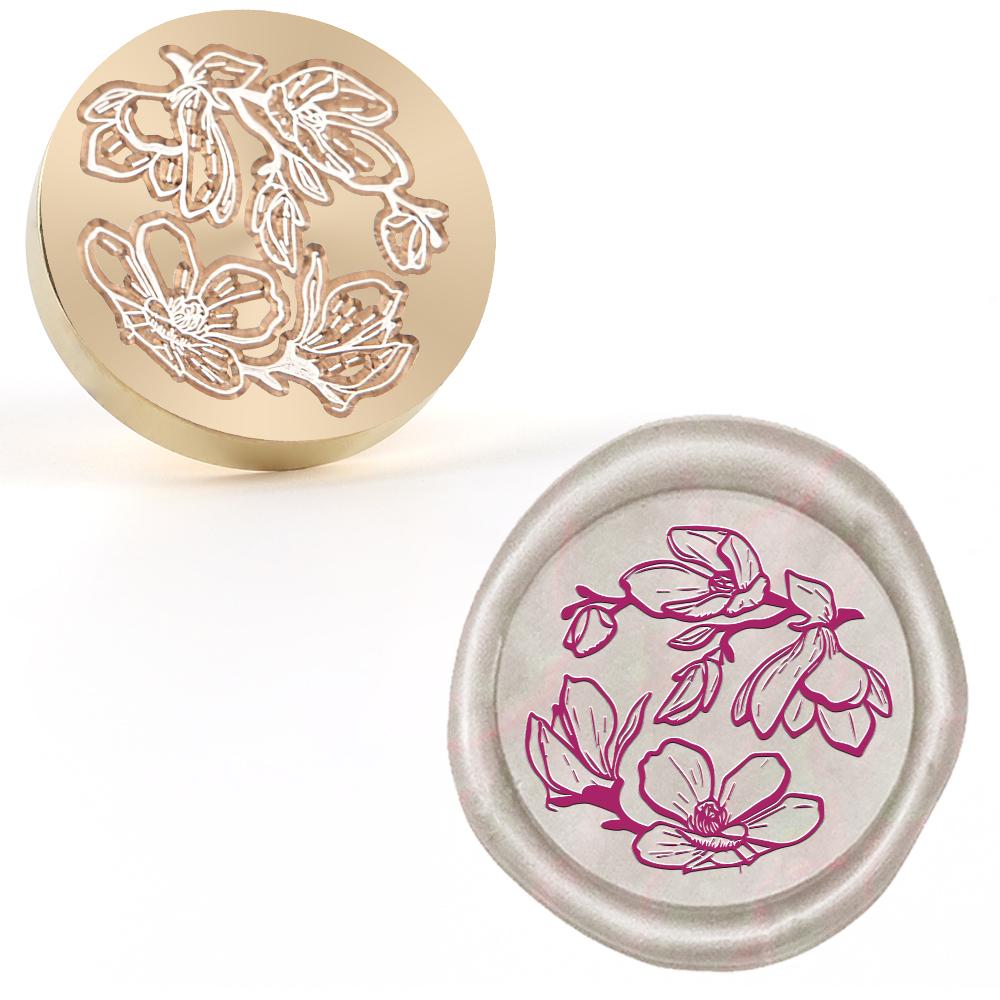 1pc Botanical Wax Seal Stamp Head, Brass Metal Wax Stamp Seal Stamps for Letter Sealing Seals Stamps for Wedding Invitations