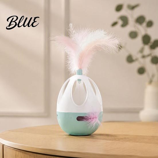 Automatic Motion Activated Kitten Toys Interactive Cat Wobble Toy 360 Degree Rotating Feather Chirping Pet Sound Touch Toy for Indoor Cats Pouncing