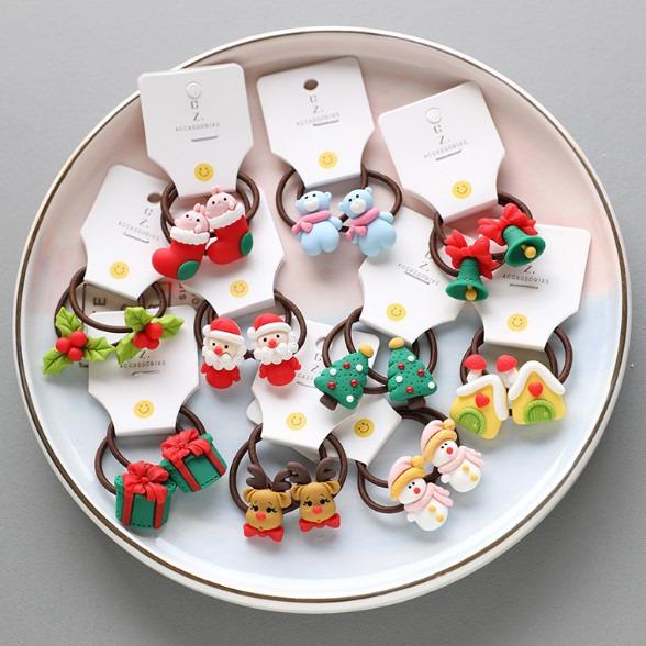 2021 Christmas Santa Claus Hair Ties & Headbands for Kids - Hair-Friendly Accessories