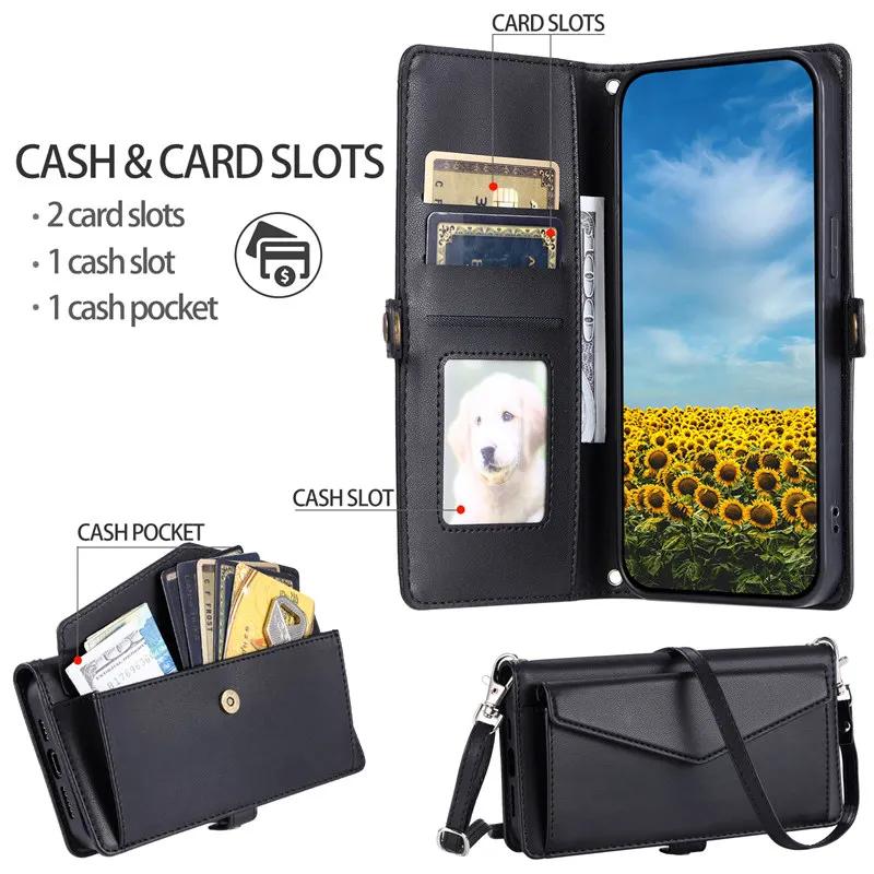 Wallet Case For Samsung Galaxy A17 A37 A57 A06 A16 A26 A36 A56 A15 A35 A55 A14 A34 A54 A13 A33 A53 A52 A72 Lanyard Leather Cover