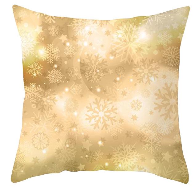 New Christmas Golden Snowflake Peach Leather Velvet Pillowcase Home Sofa Pillow Cushion Cover