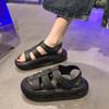Fashion versatile outer wear sandals women's Roman sandals home non-slip wear-resistant flat cool slippers 2025 summer and autumn new