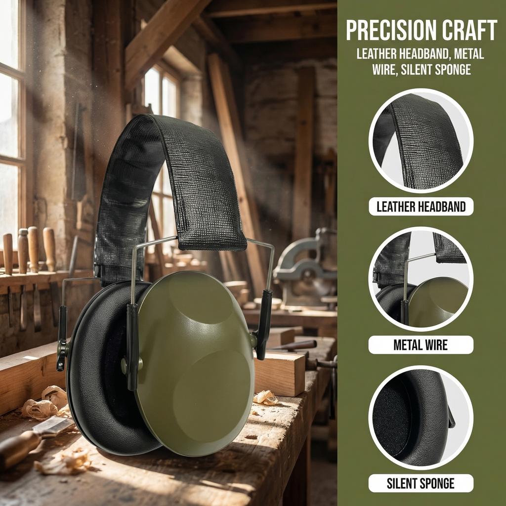 Compact Foldable Ear Defenders, Ear Protection Safety Earmuffs, Noise Reduction Slim Passive Hearing Protectorfor Gun Range