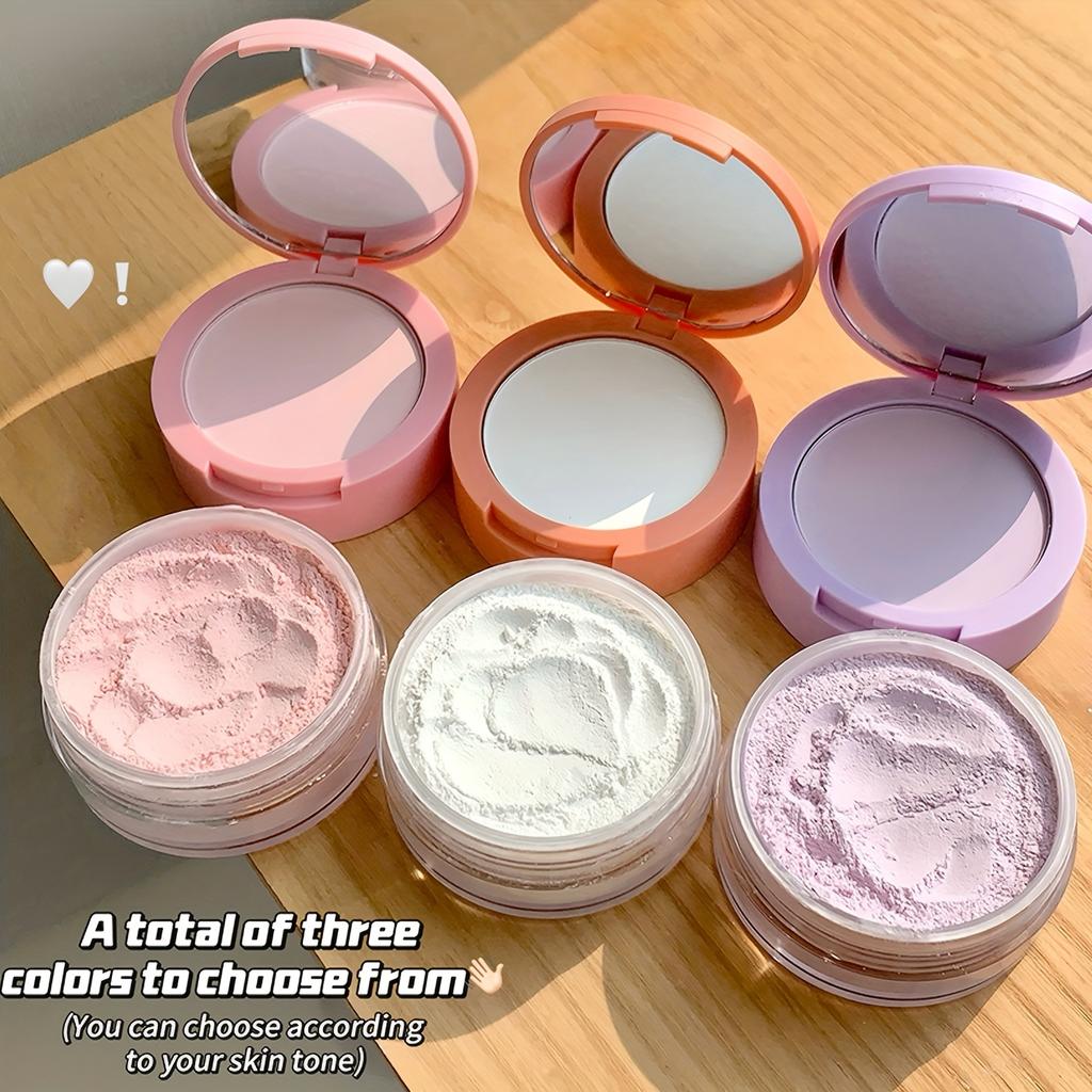 SHAQINUO 2 in 1 Setting Powder & Pressed Powder, Light Transparent Double Effect Face Powder, Matte Finish Makeup Powder with Powder Puff