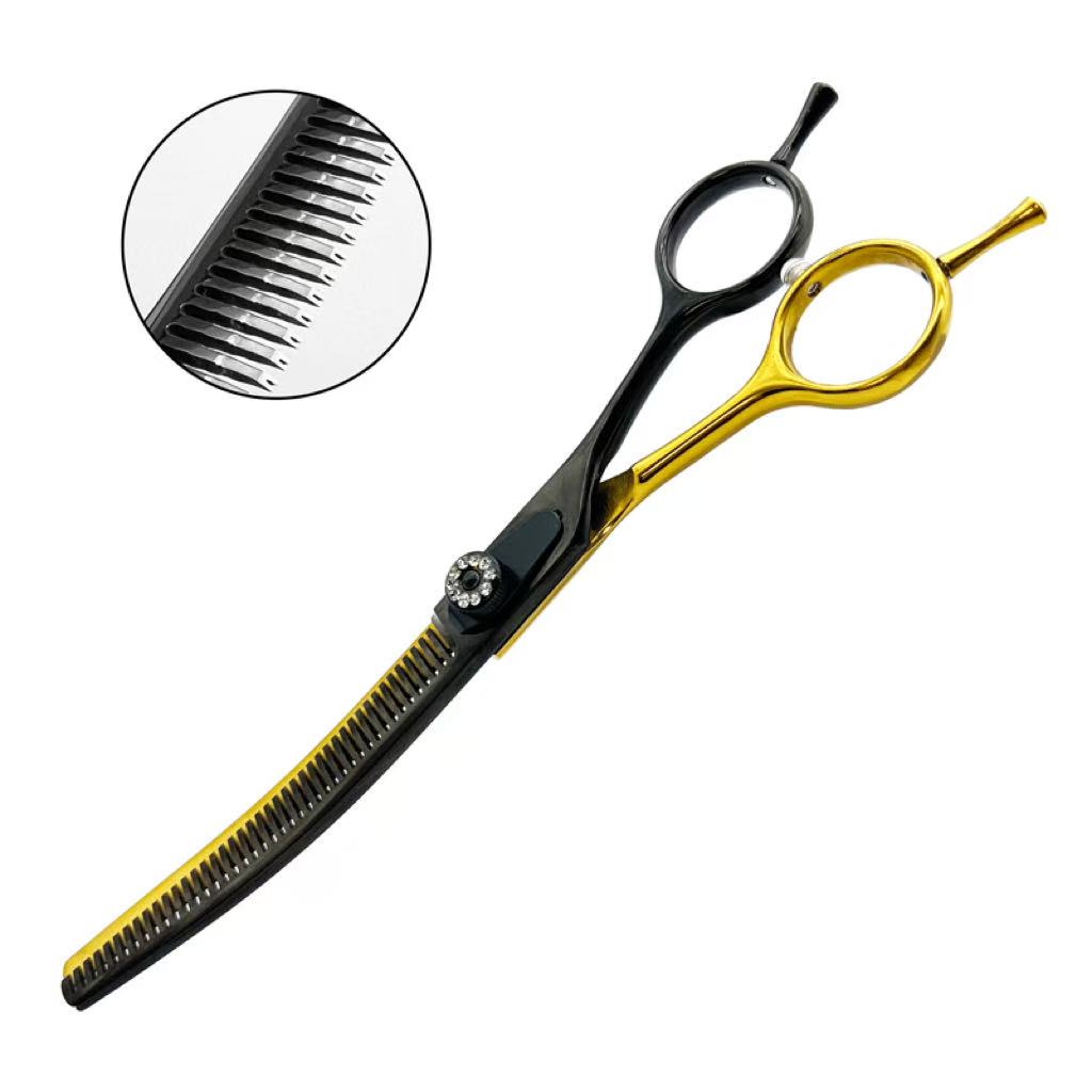 7 дюймов wingsbro Изогнутые филировочные ножницы для груминга питомцев, Инструменты для стрижки шерсти питомцев