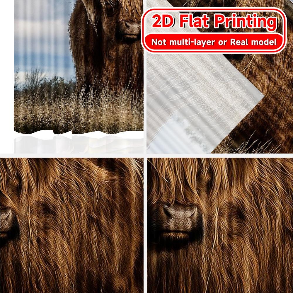 2pcs   2D FLAT PRINTING Curtains (Without Rod) Highland Beast Christmas Festival Popular Curtains&Drapes Semi-Sheer Curtains Art