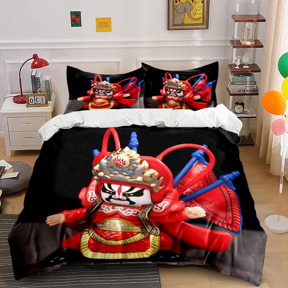 Opera-themed warrior character. Bedding sets Duvet cover sets Duvet covers Pillowcases(1*Duvet Cover 2*Pillowcases without duvet insert)