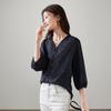 SOFSIL 2026 Spring French Style V-Neck Seven-Sleeve Blouse