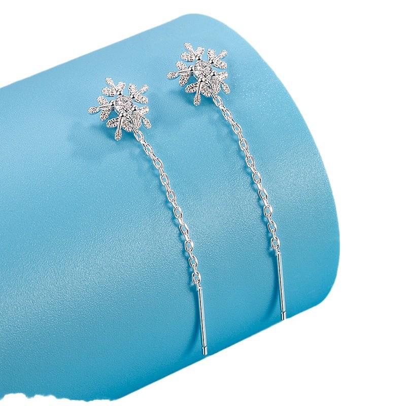 Exquisite Koreanische Schneeflocken Strassstein Quasten Ohrringe