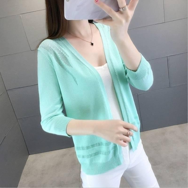 

Женский кардиган из ледяного шелка - Легкий, Модный, Защищающий от солнца летний платок M (95-110 jin)