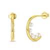 Women's 925 Silver Classic Gold Pearl Inlaid Earrings Elegant Suitable For Engagement Wedding Party Exquisite Jewelry