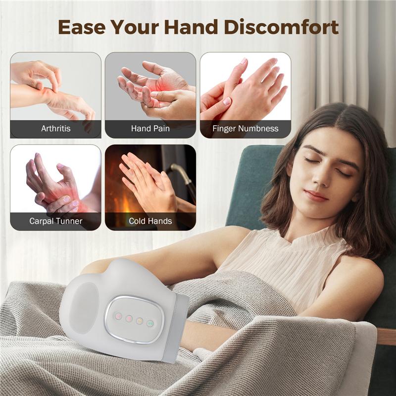 Intelligent Hot Compress Hand Massager Electric Finger Massager Air Compression Vibration Massage For Finger Palm Fatigue Relax
