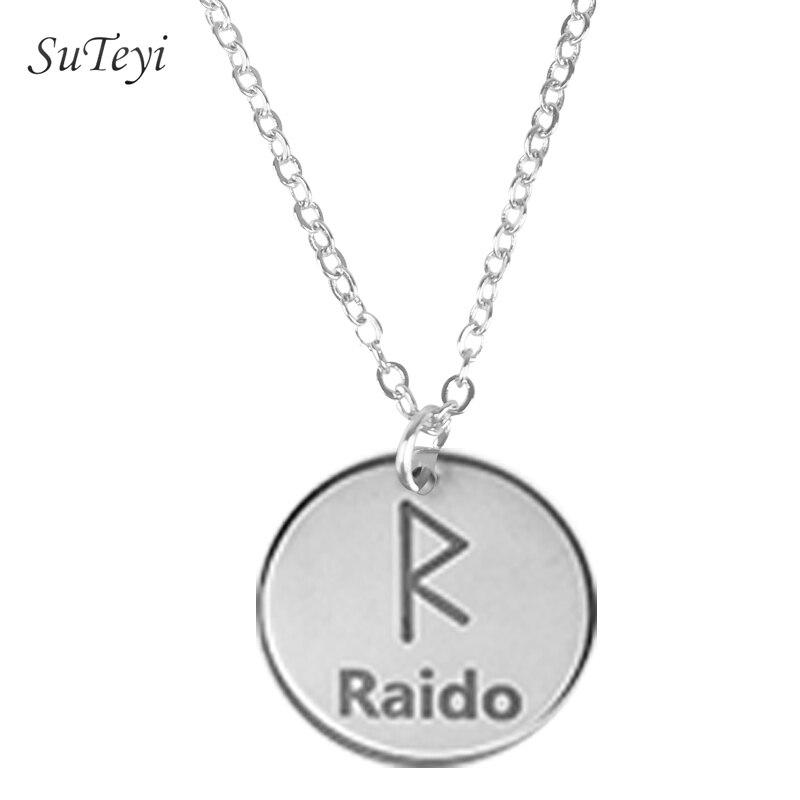 New Style 25 Style Rune Letters Viking Necklaces & Pendants Stainless Steel Material Statement Necklace Women Jewelry