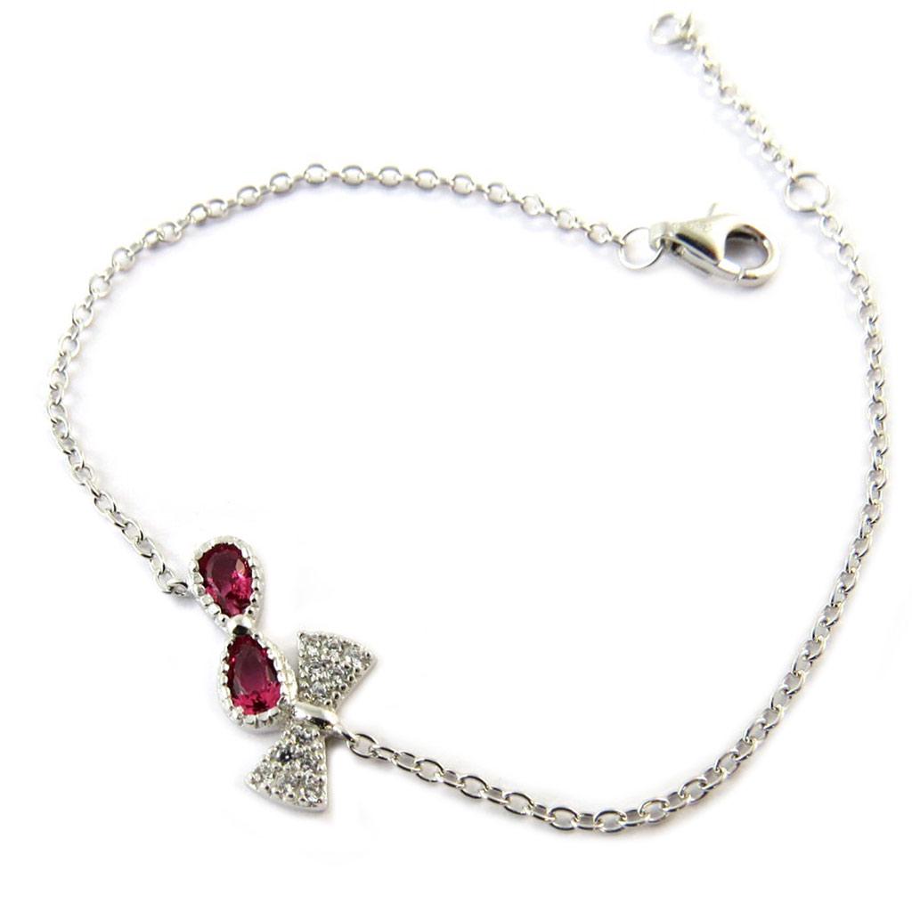 Les Trésors De Lily [P1262] - Stříbrný náramek 'Romantický uzel' bílý rubín (rhodiovaný)