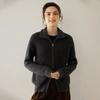 2024 Autumn/Winter Women's Long Sleeve Cashmere Knit Cardigan - Loose Fit Zipper Retro Fashion Jacket