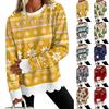 Women's Christmas Print Crewneck Sweatshirt with Scalloped Wavy Hem for Holiday Casual Wear