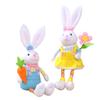 Easter Rabbit Plushie Toy with Carrot Flower Decorations Delightful Festive Gift Desktop Ornament Home Decor