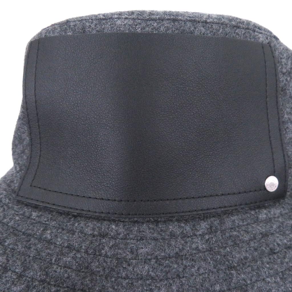 Great HERMES hat BOBFILIPE Serie Button Leather Pocket Bucket gray hair mens Used