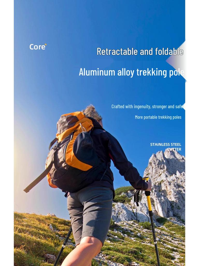 Ultralekki składany kij trekkingowy z włókna węglowego - Antypoślizgowy teleskopowy kij turystyczny i narciarski