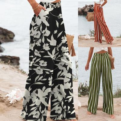Streifen Damenhose Hohe Taille Lose Weite Beinhose Damen Lässige Gerade Hose Damenmode High Street Anzughose Damenhose